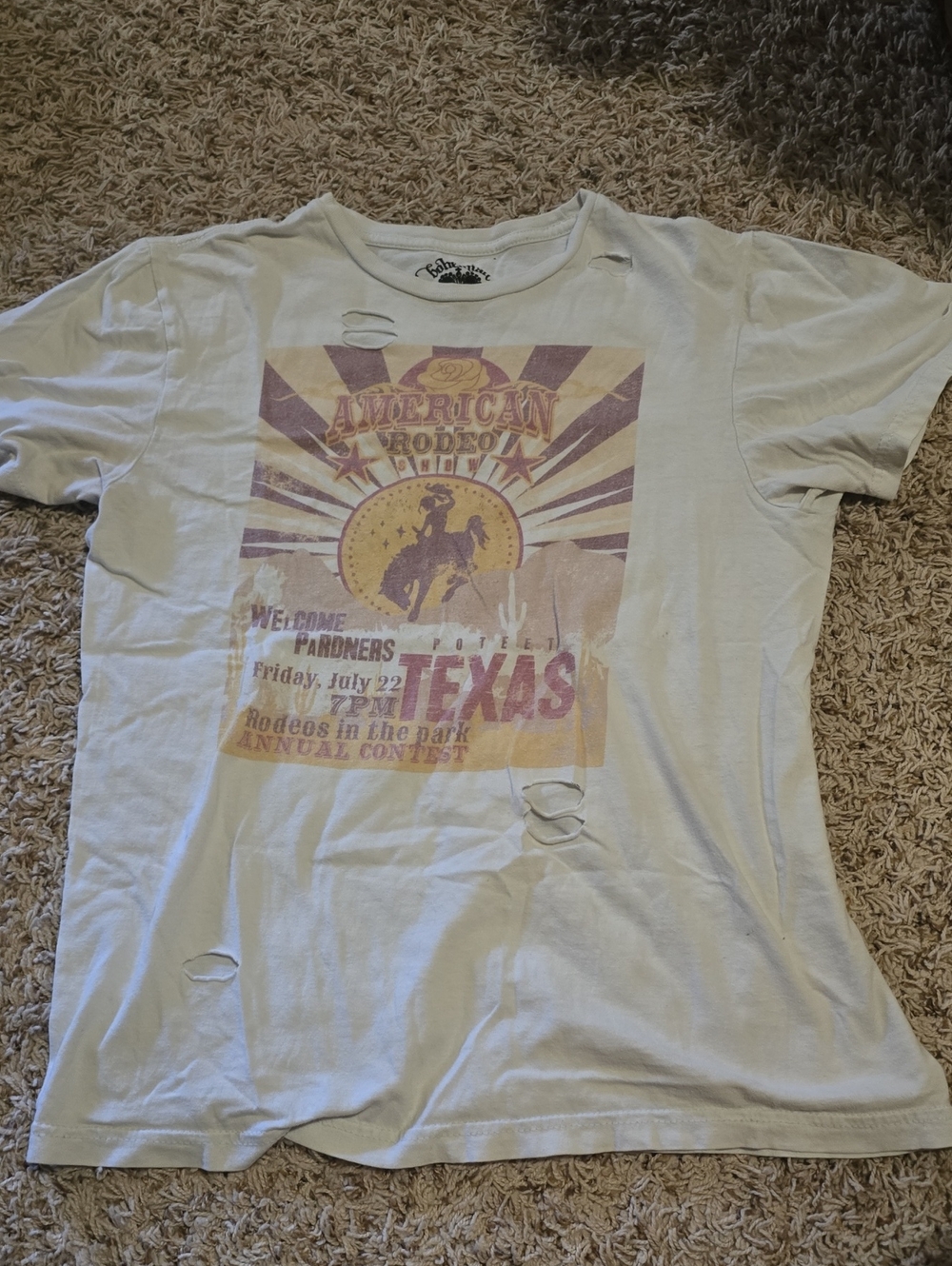 White Graphic Texas Rodeo Crew Neck T-Shirt